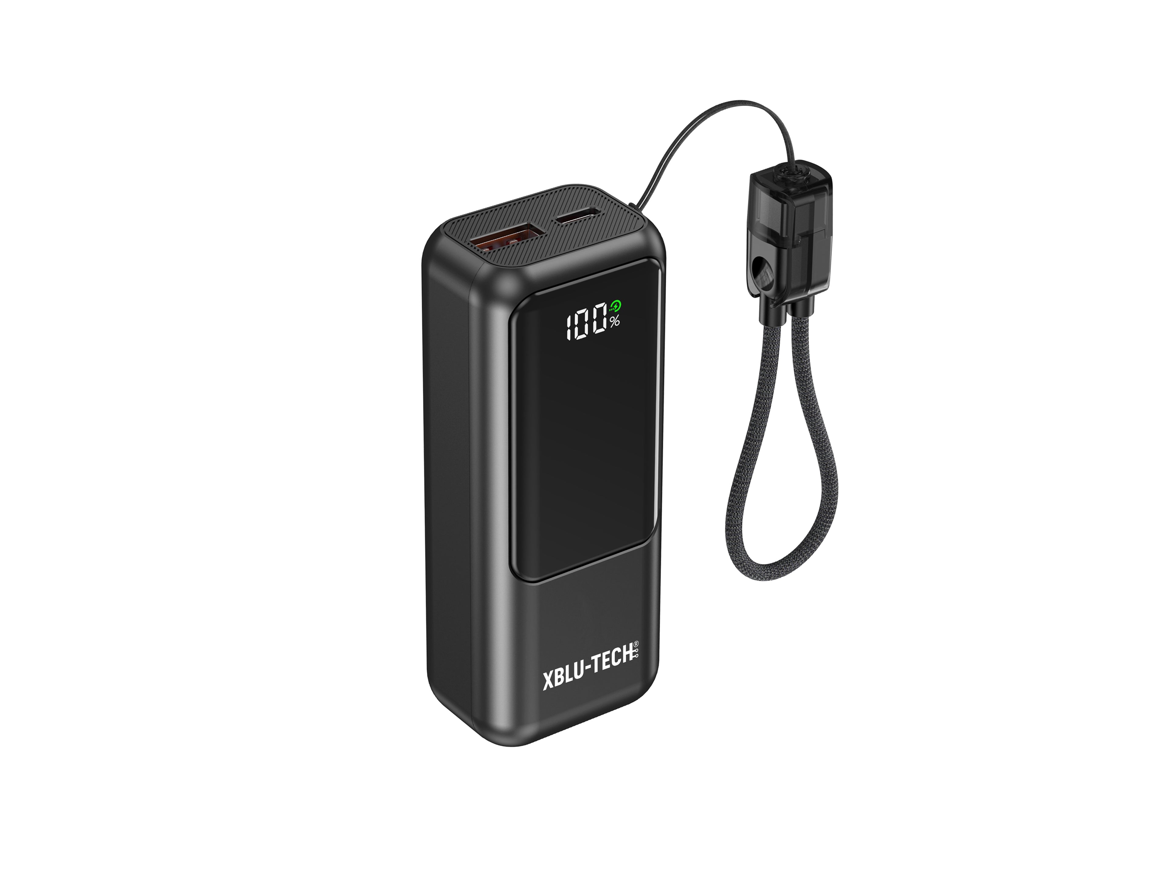 XBLU-TECH 10,000mAh 22.5W Fast Charging Mini Power Bank – Built-in USB-C Lanyard Cable, Compact Portable Charger for iPhone, Samsung, and USB-C Devices