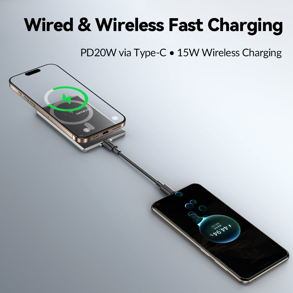 Xblu-Tech Ultra-Thin Wireless Power Bank 5000mAh - 15W Fast Wireless & 20W PD Wired CHarging, Slim <1cm Portable Charger for iPhonec Samsung & USB-C Devices